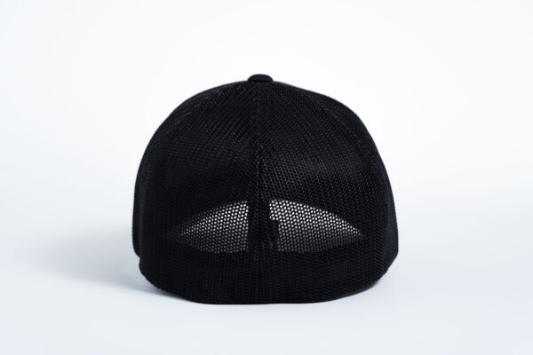 Style _ C812 Port Authority® Flexfit® Mesh Back Cap BLACK with BLACK MESH WITH ALL WHITE TEXT (3)