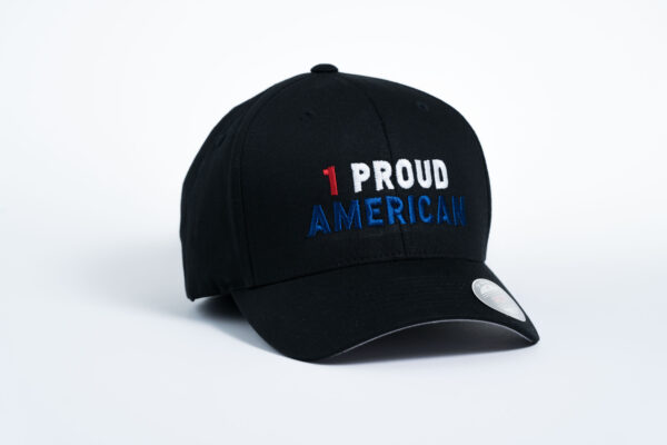 Style _ C813 Port Authority® Flexfit® Cotton Twill Cap SOLID BLACK – RED WHITE BLUE TEXT (2)